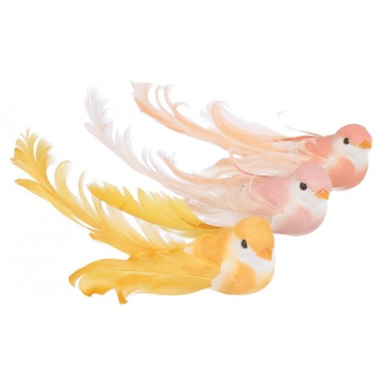 Διακοσμητικά πουλάκια παστέλ 6τεμ 14cm x 3,5cm Διακοσμητικά πουλάκια παστέλ 6τεμ 14cm x 3,5cm