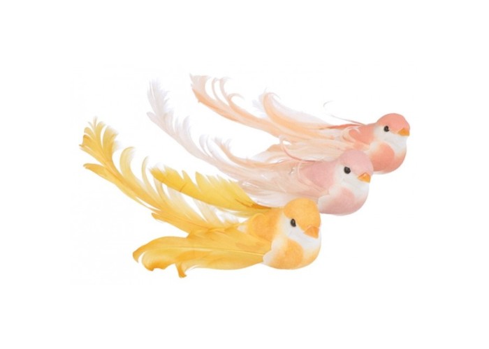 Διακοσμητικά πουλάκια παστέλ 6τεμ 14cm x 3,5cm Διακοσμητικά πουλάκια παστέλ 6τεμ 14cm x 3,5cm