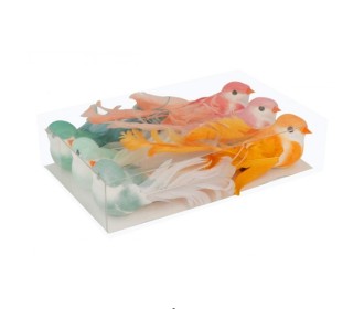 Διακοσμητικά πουλάκια παστέλ 6τεμ 14cm x 3,5cm Διακοσμητικά πουλάκια παστέλ 6τεμ 14cm x 3,5cm