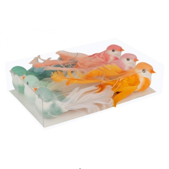 Διακοσμητικά πουλάκια παστέλ 6τεμ 14cm x 3,5cm Διακοσμητικά πουλάκια παστέλ 6τεμ 14cm x 3,5cm