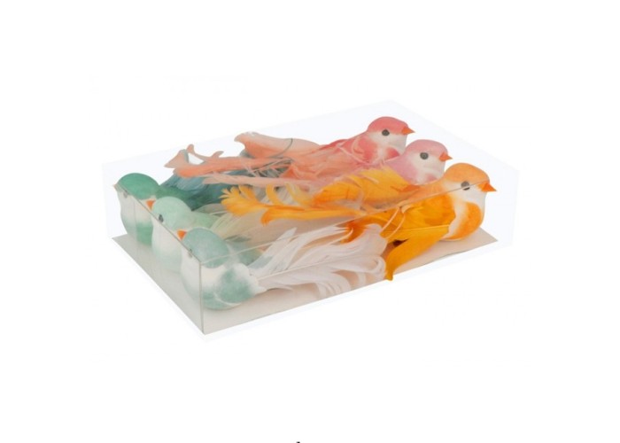 Διακοσμητικά πουλάκια παστέλ 6τεμ 14cm x 3,5cm Διακοσμητικά πουλάκια παστέλ 6τεμ 14cm x 3,5cm