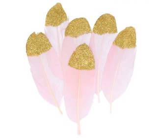 Pastel ροζ  Φτερά με glitter 6τεμ 11,5cm Pastel ροζ  Φτερά με glitter 6τεμ 11,5cm