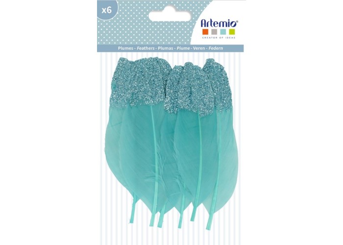 Γαλάζια Φτερά Με Glitter 6τεμ 11,5cm Γαλάζια Φτερά Με Glitter 6τεμ 11,5cm