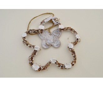 ΞΥΛINΟ ΔΙΑΚΟΣΜΗΤΙΚΟ ΛΟΥΛΟΥΔΙ ΜΕ ΑΣΠΡΑ ΠΟΥΑ 21CM