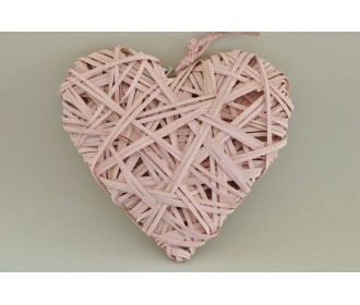 ΚΑΡΔΙΑ ΚΡΕΜΑΣΤΗ ΞΥΛΙΝΗ ΠΛΕΚΤΗ ΡΟΖ 25Χ24CM