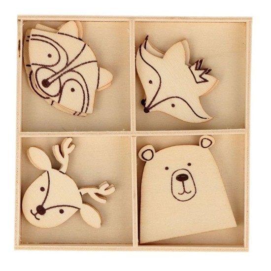 Ξύλινα Beary Christmas 12τεμ από 3-3,8cm