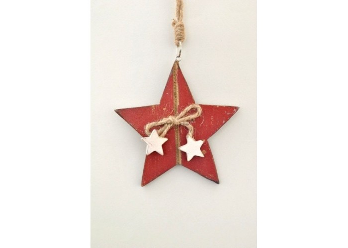 ΚΡΕΜ ΞΥΛ ΑΣΤΕΡΙ/2 ΑΣΤΕΡΙΑ 13X13X8CM RED