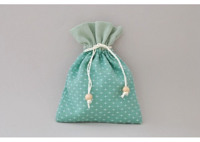 ΠΟΥΓΚΙΑ ΥΦΑΣΜΑΤΙΝΑ ΠΕΡΛΑ 17X12,5CM STARS IVORY-GREEN P