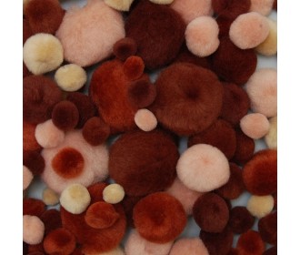 Pom poms mix καφέ 10-40mm 100τεμ Pom poms mix καφέ 10-40mm 100τεμ
