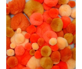 Pom poms mix πορτοκαλί 10-40mm 100τεμ Pom poms mix πορτοκαλί 10-40mm 100τεμ