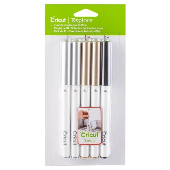 Cricut Sketch Pen 10τεμ (3 pens (1.0) ασημί - 3 pens (1.0) χρυσό-  4 pens (0.4) μαύρο )