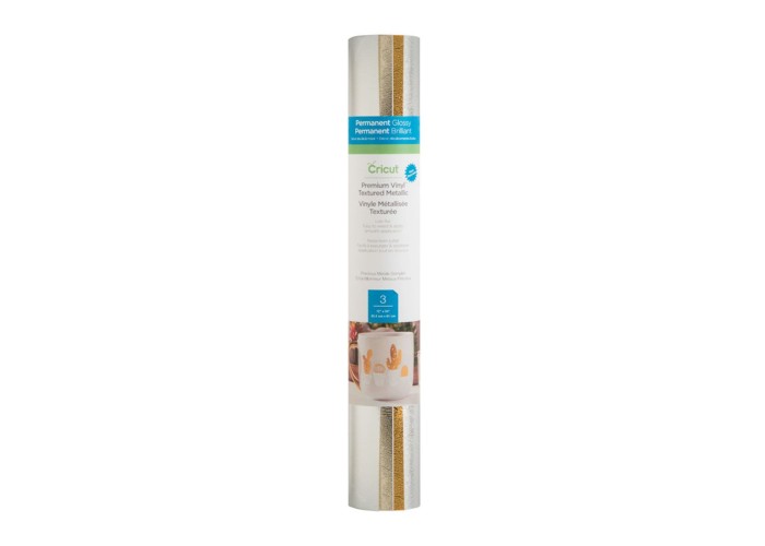 Cricut  Premium Vinyl ™ Textured Metallic,3φύλλα 30.5cm x 61cm Gold Silver Platinum