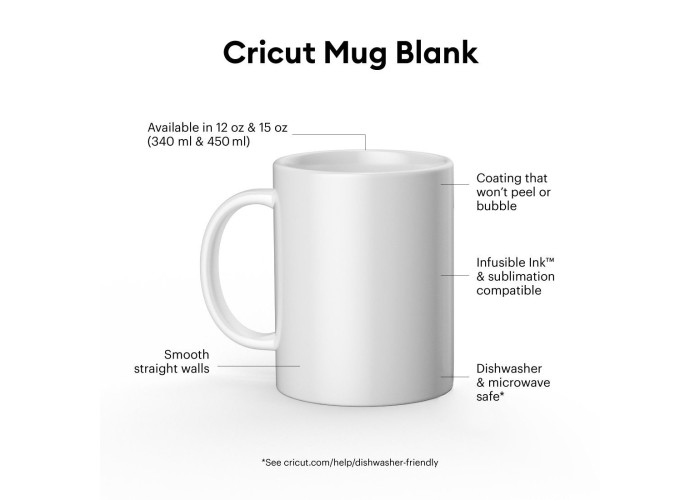 Cricut sublimation κούπες λευκές 340ml 2τεμ Cricut sublimation κούπες λευκές 340ml 2τεμ