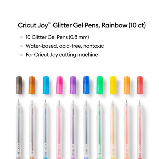 Cricut Joy™ Glitter Gel Pens 0.8 mm, Rainbow 10χρώματα Cricut Joy™ Glitter Gel Pens 0.8 mm, Rainbow 10χρώματα