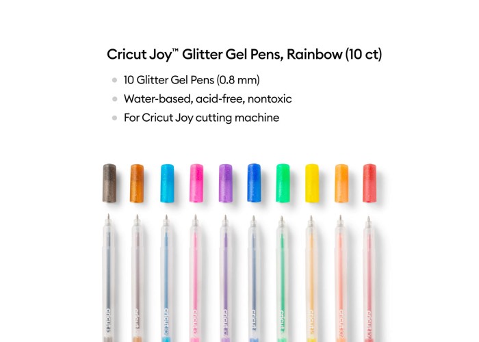 Cricut Joy™ Glitter Gel Pens 0.8 mm, Rainbow 10χρώματα Cricut Joy™ Glitter Gel Pens 0.8 mm, Rainbow 10χρώματα