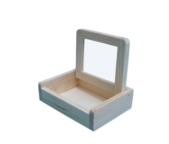 Ξύλινο κουτί με καθρέφτη 12cm x 9cm x 4cm Ξύλινο κουτί με καθρέφτη 12cm x 9cm x 4cm