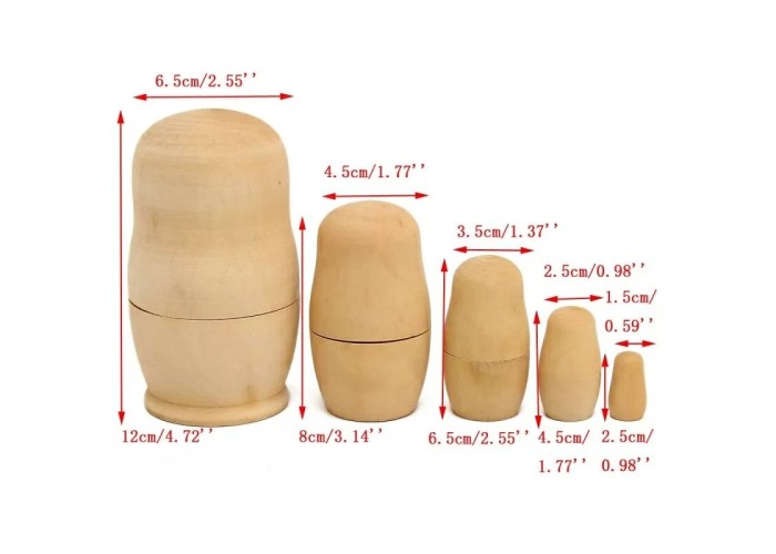 Σετ Ξύλινες κούκλες 5τεμ (από 12cm-2.50cm) Σετ Ξύλινες κούκλες 5τεμ (από 12cm-2.50cm)