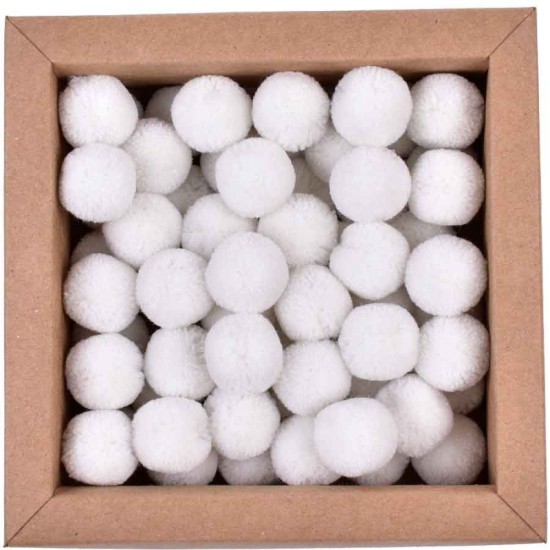 Πομ πομ 20mm 60 τεμάχια - White Soft Merino Wool Πομ πομ 20mm 60 τεμάχια - White Soft Merino Wool