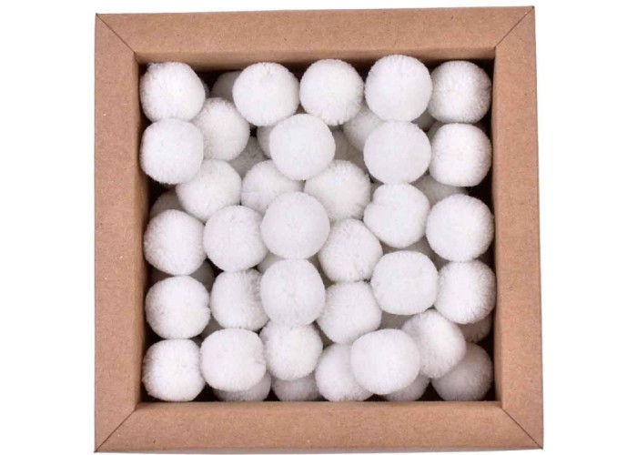 Πομ πομ 20mm 60 τεμάχια - White Soft Merino Wool