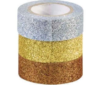 Heyda Glitter Αυτοκόλλητες ταινίες 3τεμ x 3m x 1,5cm Silver Gold Copper Heyda Glitter Αυτοκόλλητες ταινίες 3τεμ x 3m x 1,5cm Silver Gold Copper