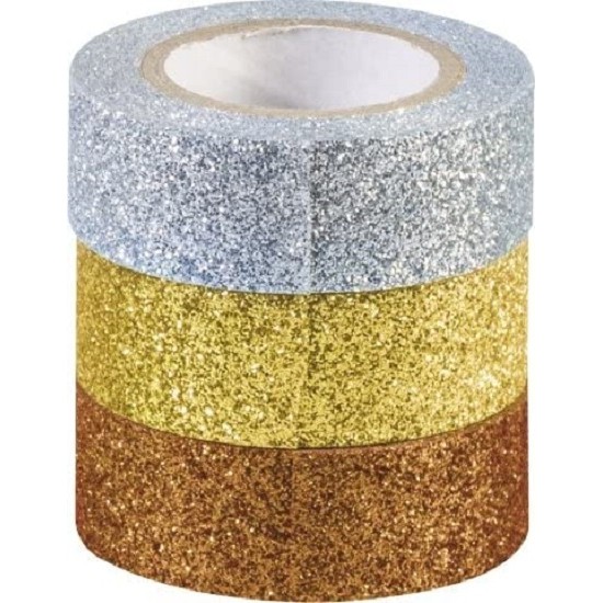 Heyda Glitter Αυτοκόλλητες ταινίες 3τεμ x 3m x 1,5cm Silver Gold Copper Heyda Glitter Αυτοκόλλητες ταινίες 3τεμ x 3m x 1,5cm Silver Gold Copper