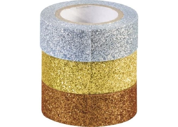 Heyda Glitter Αυτοκόλλητες ταινίες 3τεμ x 3m x 1,5cm Silver Gold Copper Heyda Glitter Αυτοκόλλητες ταινίες 3τεμ x 3m x 1,5cm Silver Gold Copper