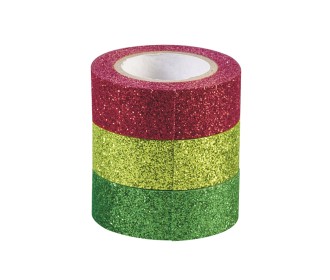 Heyda Glitter Αυτοκόλλητες ταινίες 3τεμ x 3m x 1,5cm  L.Green,Green,Red