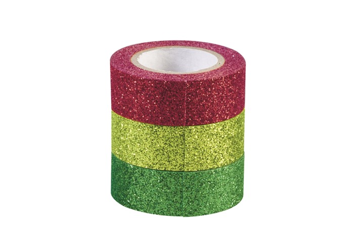 Heyda Glitter Αυτοκόλλητες ταινίες 3τεμ x 3m x 1,5cm L.Green,Green,Red Heyda Glitter Αυτοκόλλητες ταινίες 3τεμ x 3m x 1,5cm L.Green,Green,Red