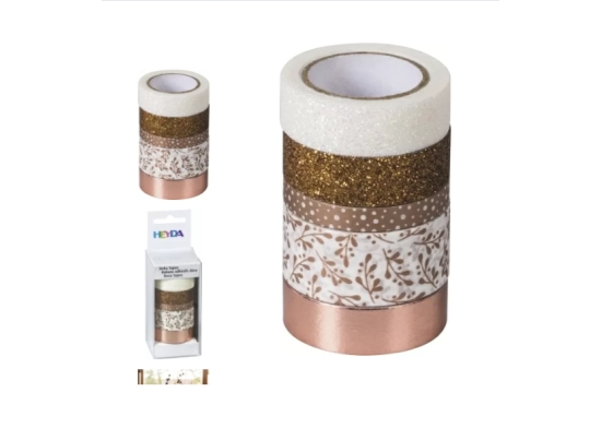 Διακοσμητικές Αυτοκόλλητες Ταινίες Rose gold και glitter - 5 Ρολλά ( 5m/ κάθε τεμ) Διακοσμητικές Αυτοκόλλητες Ταινίες Rose gold και glitter - 5 Ρολλά ( 5m/ κάθε τεμ)