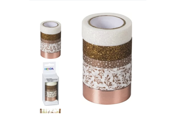 Διακοσμητικές Αυτοκόλλητες Ταινίες Rose gold και glitter - 5 Ρολλά ( 5m/ κάθε τεμ) Διακοσμητικές Αυτοκόλλητες Ταινίες Rose gold και glitter - 5 Ρολλά ( 5m/ κάθε τεμ)