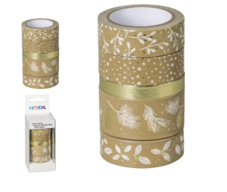 Διακοσμητικές αυτοκόλλητες ταινίες Nature Gold/White με μεταλλικές λεπτομέρειες - 5 ρολλά Διακοσμητικές αυτοκόλλητες ταινίες Nature Gold/White με μεταλλικές λεπτομέρειες - 5 ρολλά