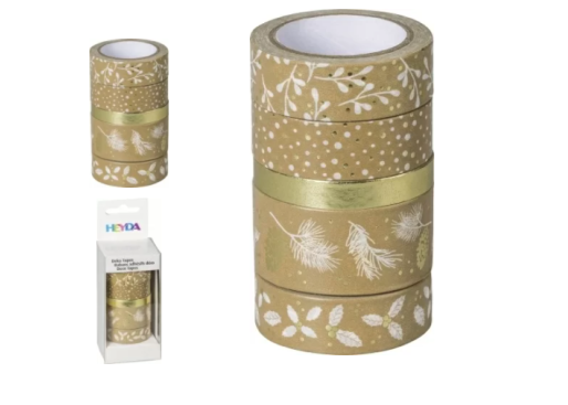 Διακοσμητικές αυτοκόλλητες ταινίες Nature Gold/White με μεταλλικές λεπτομέρειες - 5 ρολλά Διακοσμητικές αυτοκόλλητες ταινίες Nature Gold/White με μεταλλικές λεπτομέρειες - 5 ρολλά