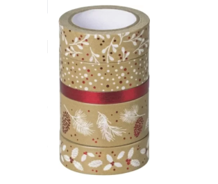 Διακοσμητικές Αυτοκόλλητες Ταινίες Nature Red-White Με Mεταλλικές Λεπτομέρειες - 5 Ρολλά