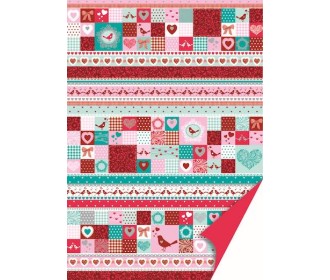 Χαρτόνι Α4 καρδιές &amp; πουλάκια  - με μεταλλικές λεπτομέριες