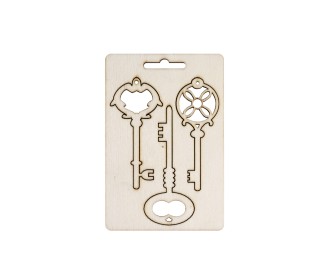 Ξύλινα κλειδιά διακοσμητικά 9,5cm  - σετ 3τεμ