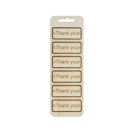 Ξύλινο διακοσμητικο ταμπελάκι Thank you 6τεμ 6cmx2,4cm 