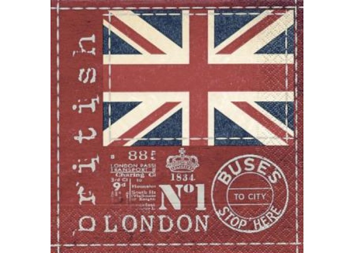 Χαρτοπετσέτα decoupage 33X33  British flag