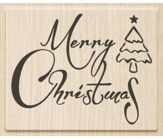 Σφραγίδα Merry Xmas 7*5.5 με ξύλινη βάση