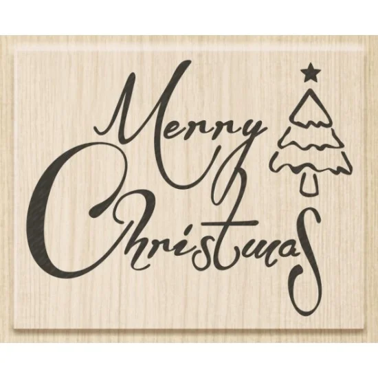 Σφραγίδα Merry Xmas 7*5.5 με ξύλινη βάση