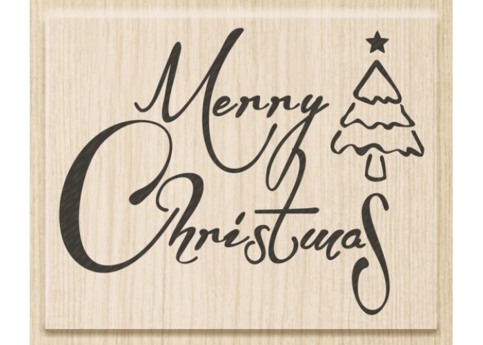 Σφραγίδα Merry Xmas 7*5.5 με ξύλινη βάση