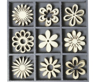 Ξύλινα διακοσμητικά λουλούδια #2 45τεμ Ξύλινα διακοσμητικά λουλούδια #2 45τεμ