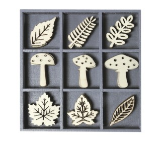 Ξύλινα διακοσμητικά μανιτάρια 45τεμ  Ξύλινα διακοσμητικά μανιτάρια 45τεμ