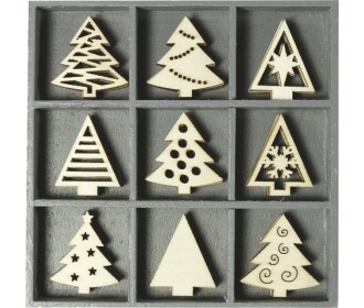 Ξύλινα διακοσμητικά Xmas trees 45τεμ Ξύλινα διακοσμητικά Xmas trees 45τεμ
