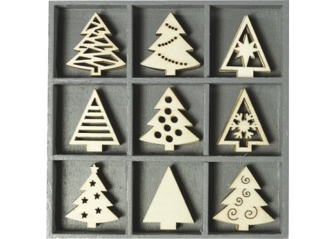 Ξύλινα διακοσμητικά Xmas trees 45τεμ Ξύλινα διακοσμητικά Xmas trees 45τεμ