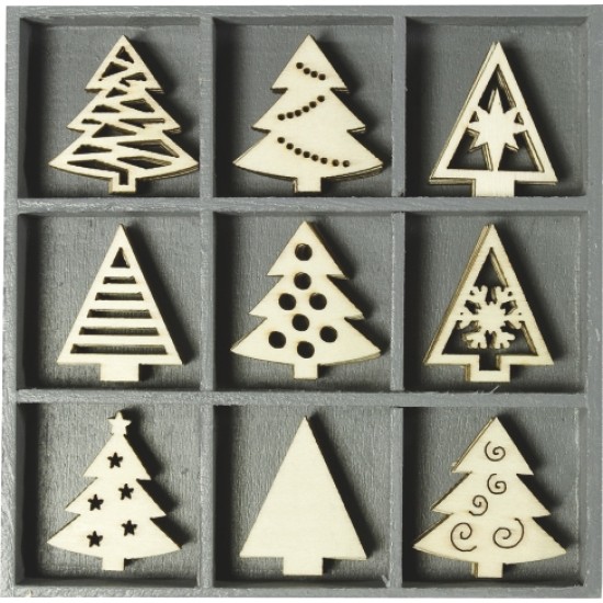 Ξύλινα διακοσμητικά Xmas trees 45τεμ Ξύλινα διακοσμητικά Xmas trees 45τεμ