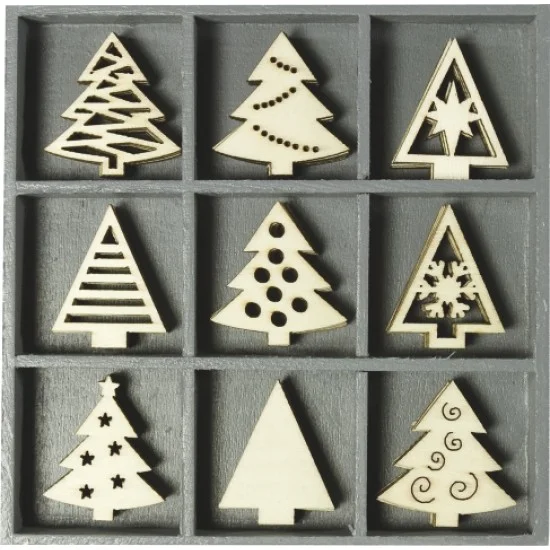 Ξύλινα διακοσμητικά Xmas trees 45τεμ