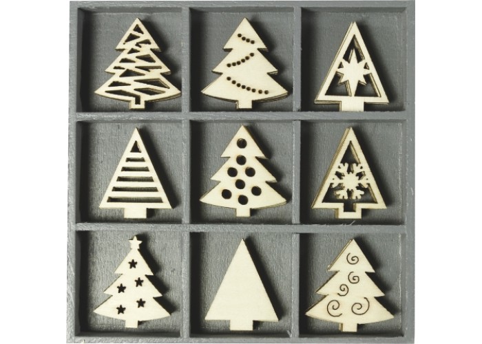 Ξύλινα διακοσμητικά Xmas trees 45τεμ Ξύλινα διακοσμητικά Xmas trees 45τεμ