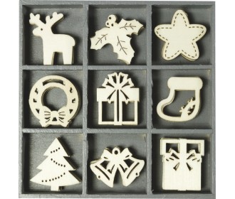 Ξύλινα διακοσμητικά Xmas#1 45τεμ