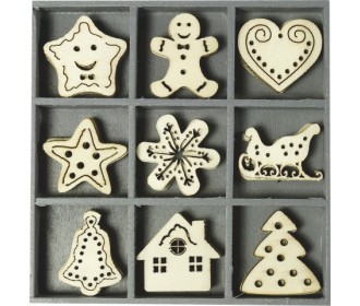 Ξύλινα διακοσμητικά   Sweet xmas  45τεμ Ξύλινα διακοσμητικά   Sweet xmas  45τεμ