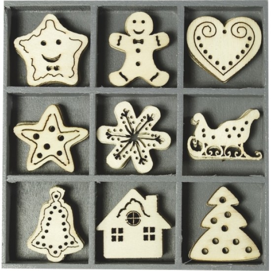 Ξύλινα διακοσμητικά   Sweet xmas  45τεμ
